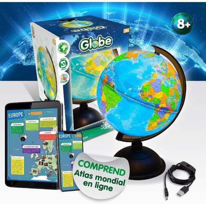 Globe Terrestre Lumineux - SCIENCE4YOU - 20 cm - Rechargeable USB - Pour Enfants 8+ Ans