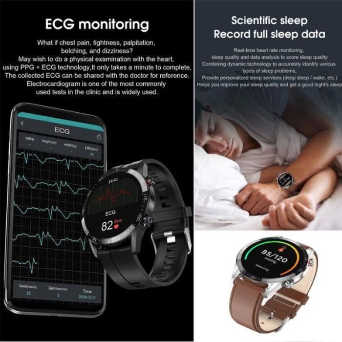 Men's Smartwatch for Android iOS, Sports Smart Watch, Health Tracker, Activity Tracker, IP68 Waterproof, Bluetooth, Black Strap