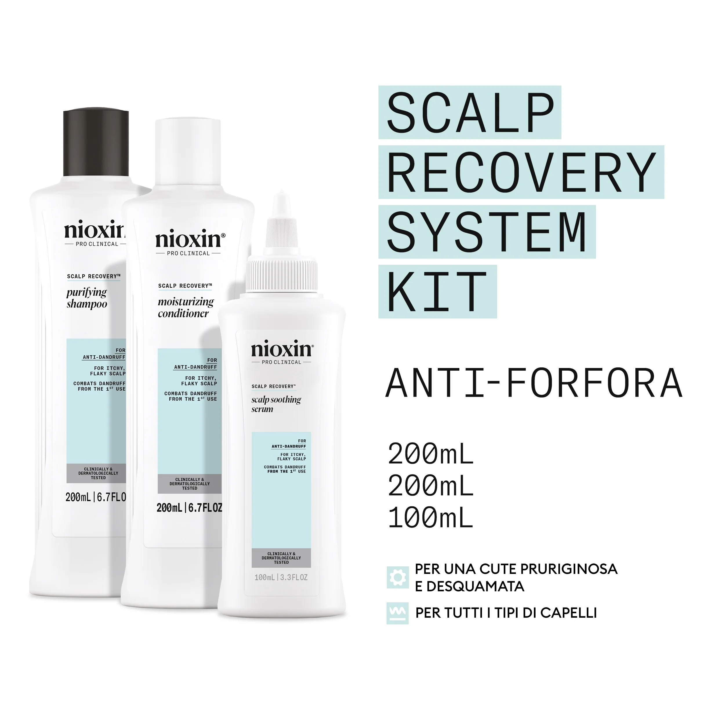 Cura dei Capelli Scalp Recovery Kit Trifasico - Cofanetti per Capelli, Trattamento Antiforfora