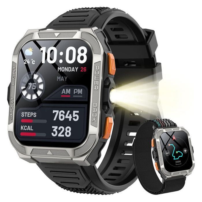 Blackview W80pro Montre Connectée, Navigation à GPS, ChatGPT, 900 mAh, 1.91”, Appel Bluetooth, Analyse Santé, 100+ Modes Sport, Noir