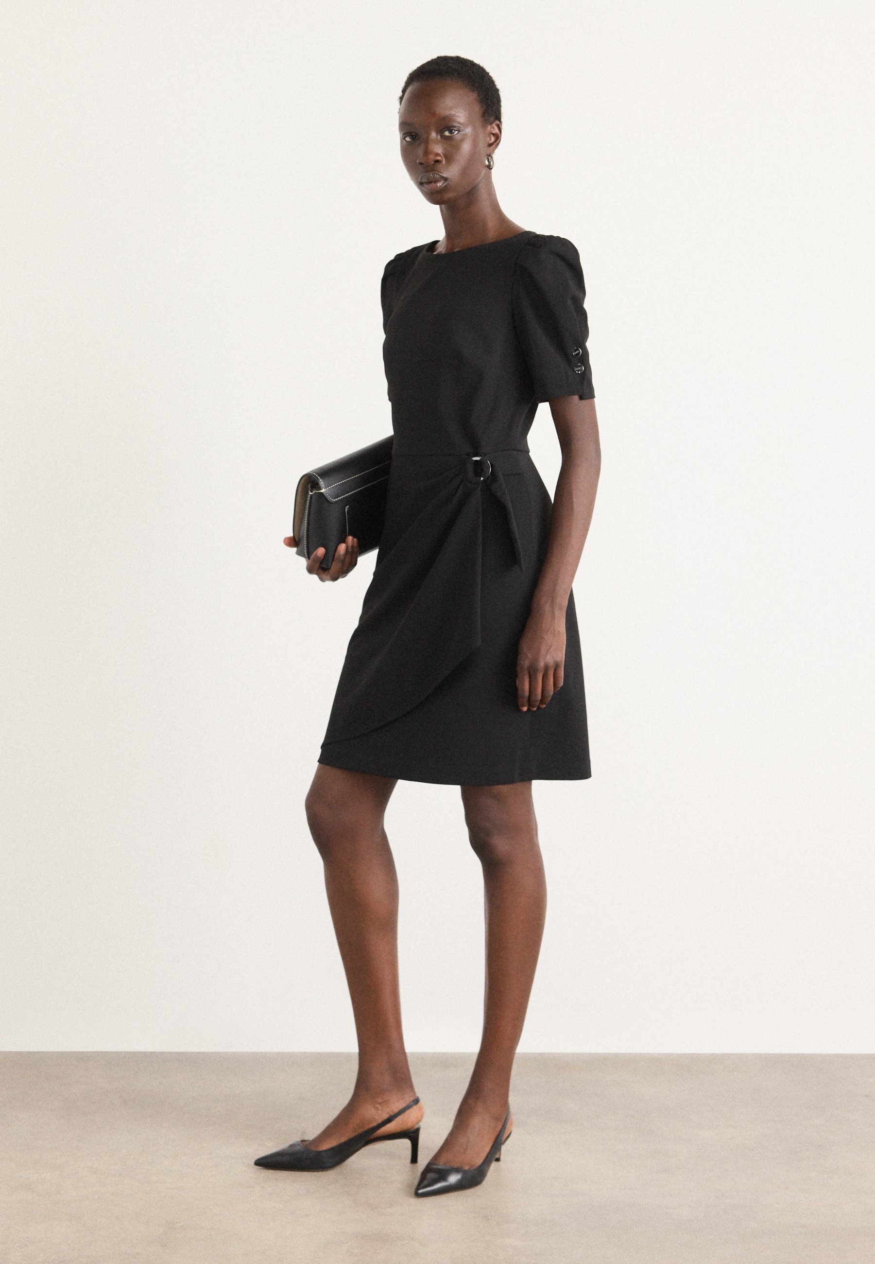 DKNY FAUX WRAP SKIRT - Šaty širokého strihu - čierna
