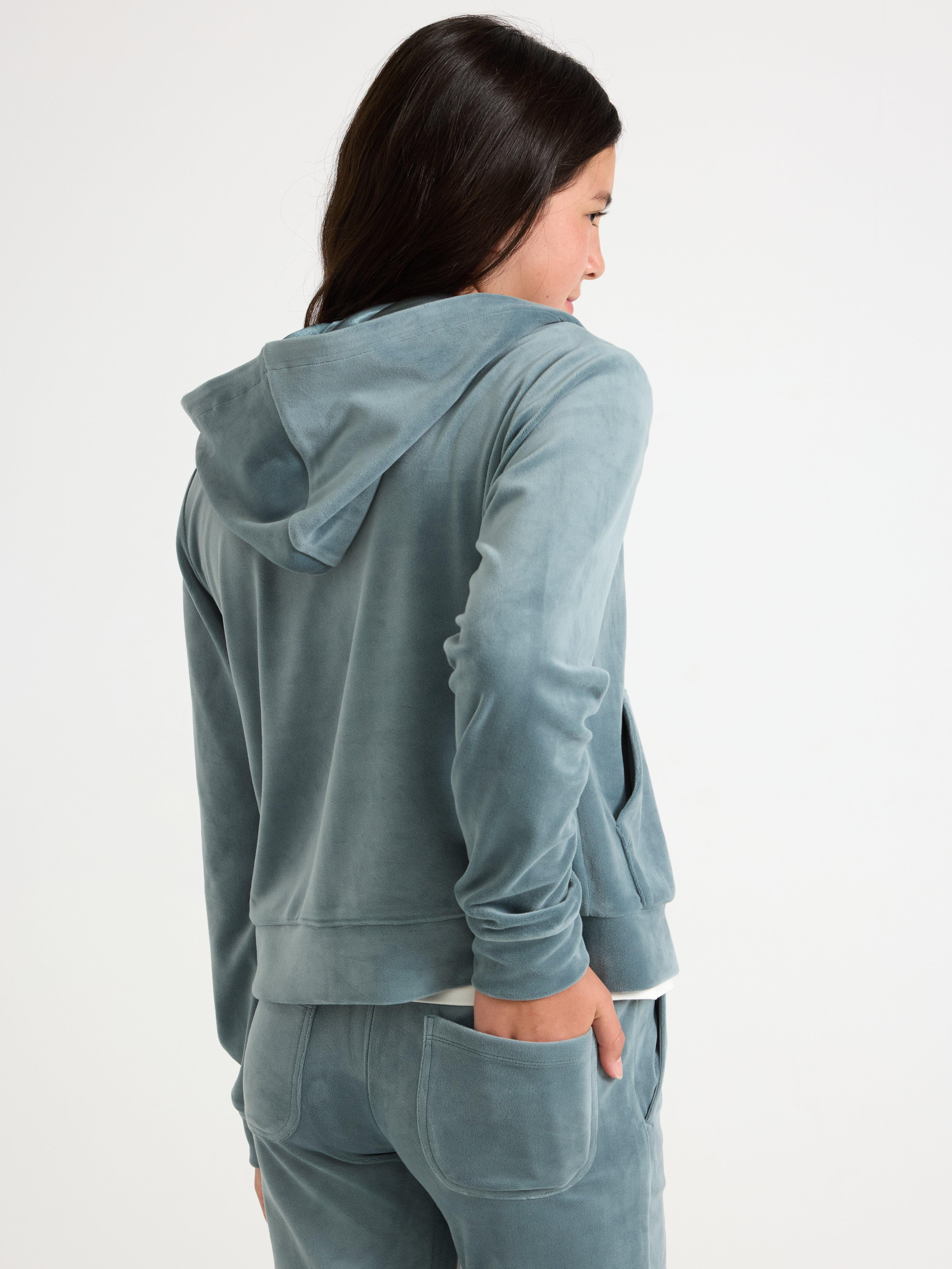 Dukserica od velura Dusty Aqua