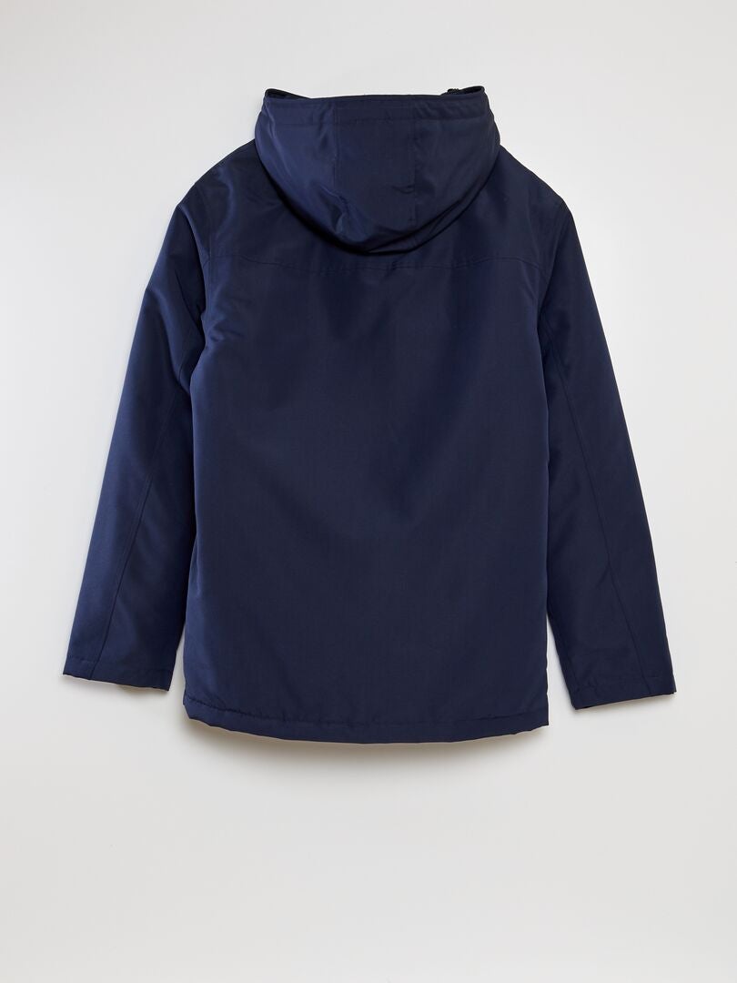 Parka curta impermeável com capuz - AZUL