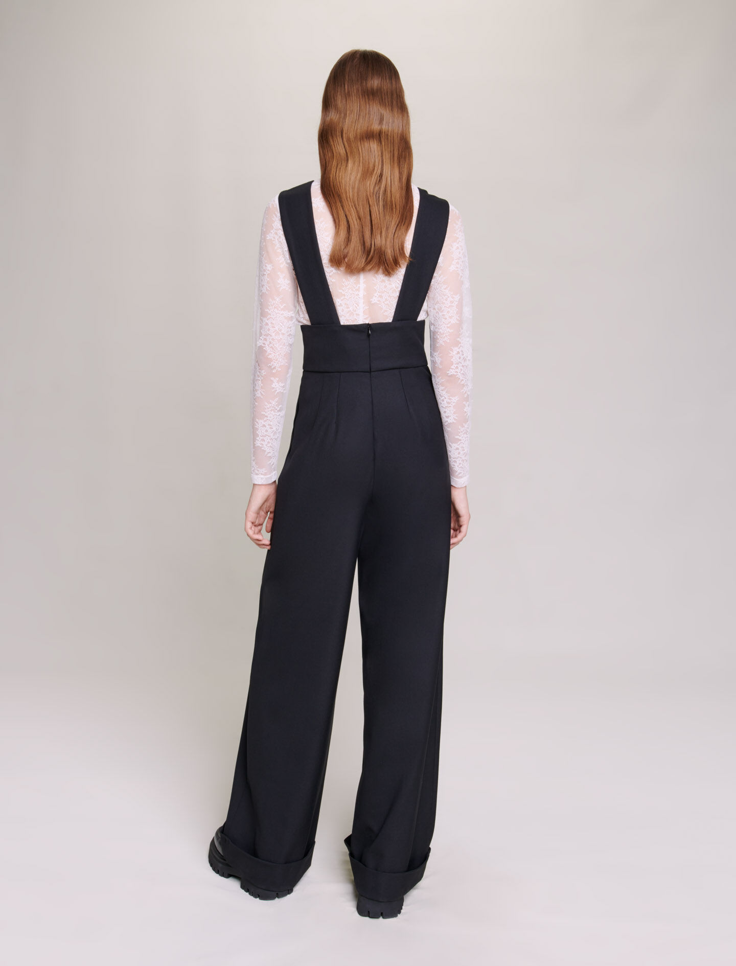 Pantaloni lungi cu bretele - Negri
