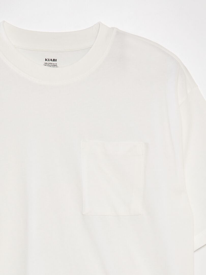 Camiseta folgada de cor sólida - BRANCA