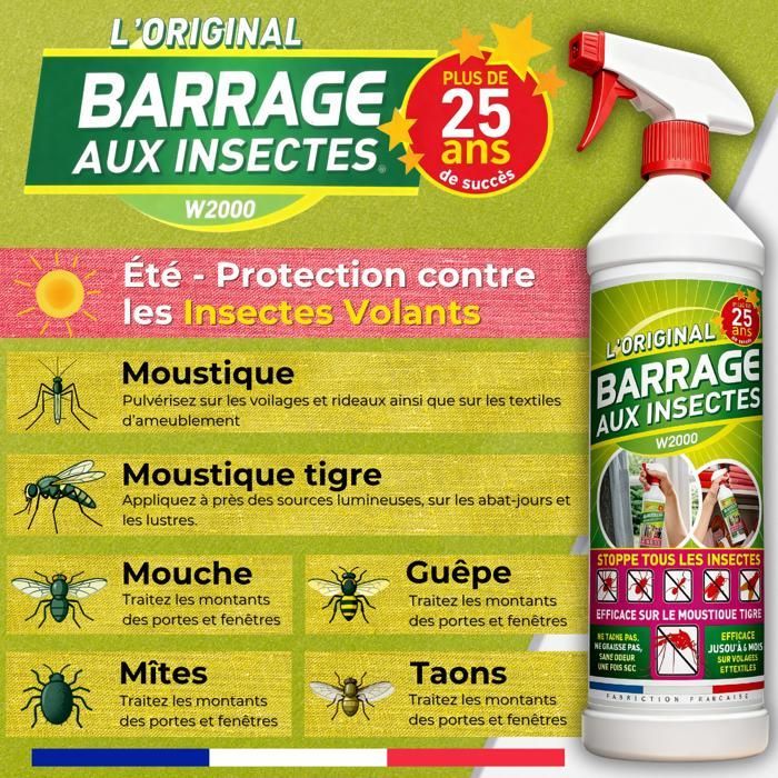 Barrera antiinsectos W2000 3x1L con 3 tapones de seguridad + 1 botella pulverizadora