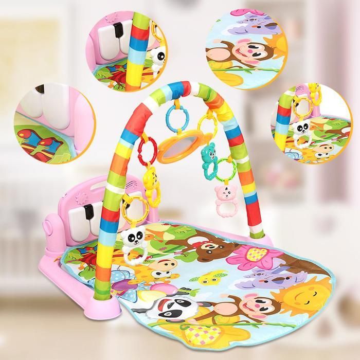 Alfombra de juegos para bebés MIPAN - Área para bebés - Alfombra de juegos para recién nacidos con música y luces - 80×48×41cm - Rosa