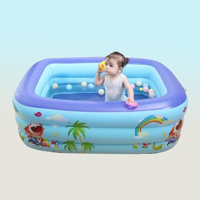 Piscines Gonflables, Piscine Rectangulaire Enfants,Matériau PVC,3 couches de valve de gonflage indépendante 147x105x50 cm