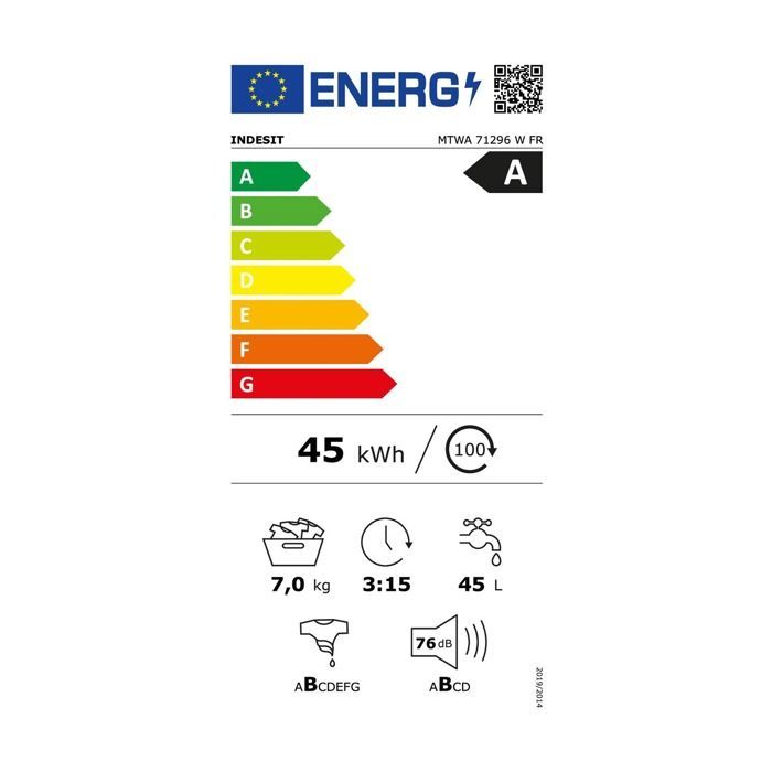 Lave-linge hublot Indesit mtwa71296wfr