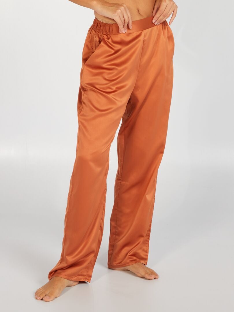 Calça de pijama de cetim 'Sans Complexe' - BEGE