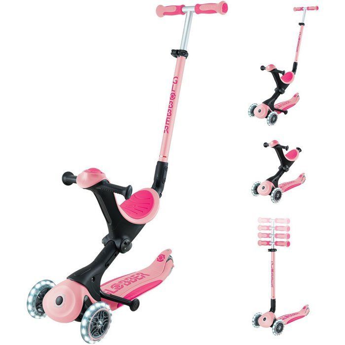 GLOBBER GO UP DELUXE LIGHT Convertible Scooter - Pastel Pink