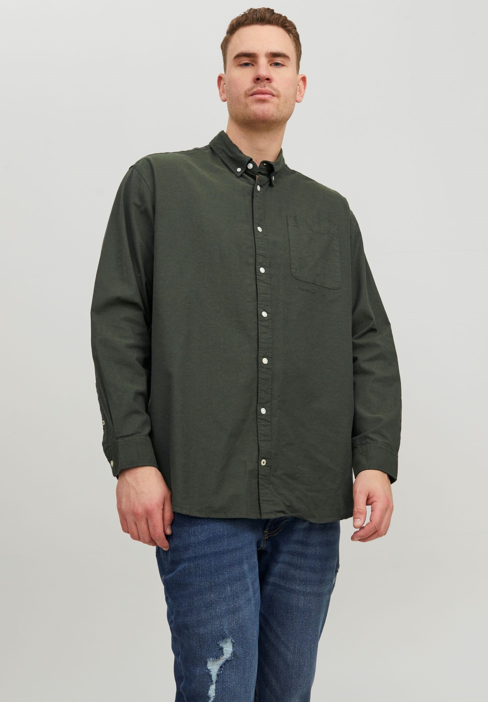 Jack & Jones JJEOXFORD SHIRT - Shirt - bosnacht, pasvorm: plus size