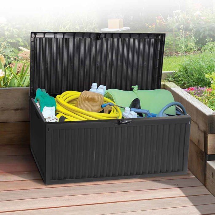Coffre de rangement jardin 240 L en polypropylène, 120x52x54 cm, 2 poignées latérales - extérieur terrasse