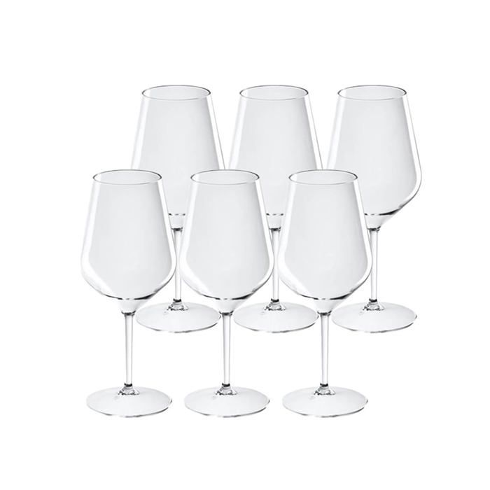 Verre à Vin Wine Cocktail INCASSABLE 47cl - Lot de 6 - Verre Incassable en TRITAN, Réutilisable 350 Lavages, PBlanc