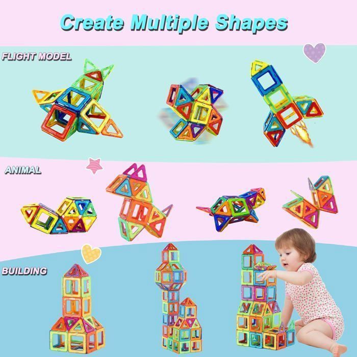 Jeux de construction - GIGICIAL - 40 pièces - Blocs magnétiques - 3-6 ans - Mixte