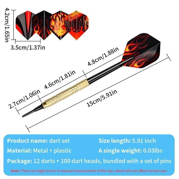 12 Plastic Tip Darts with 12 Flights and 100 Points