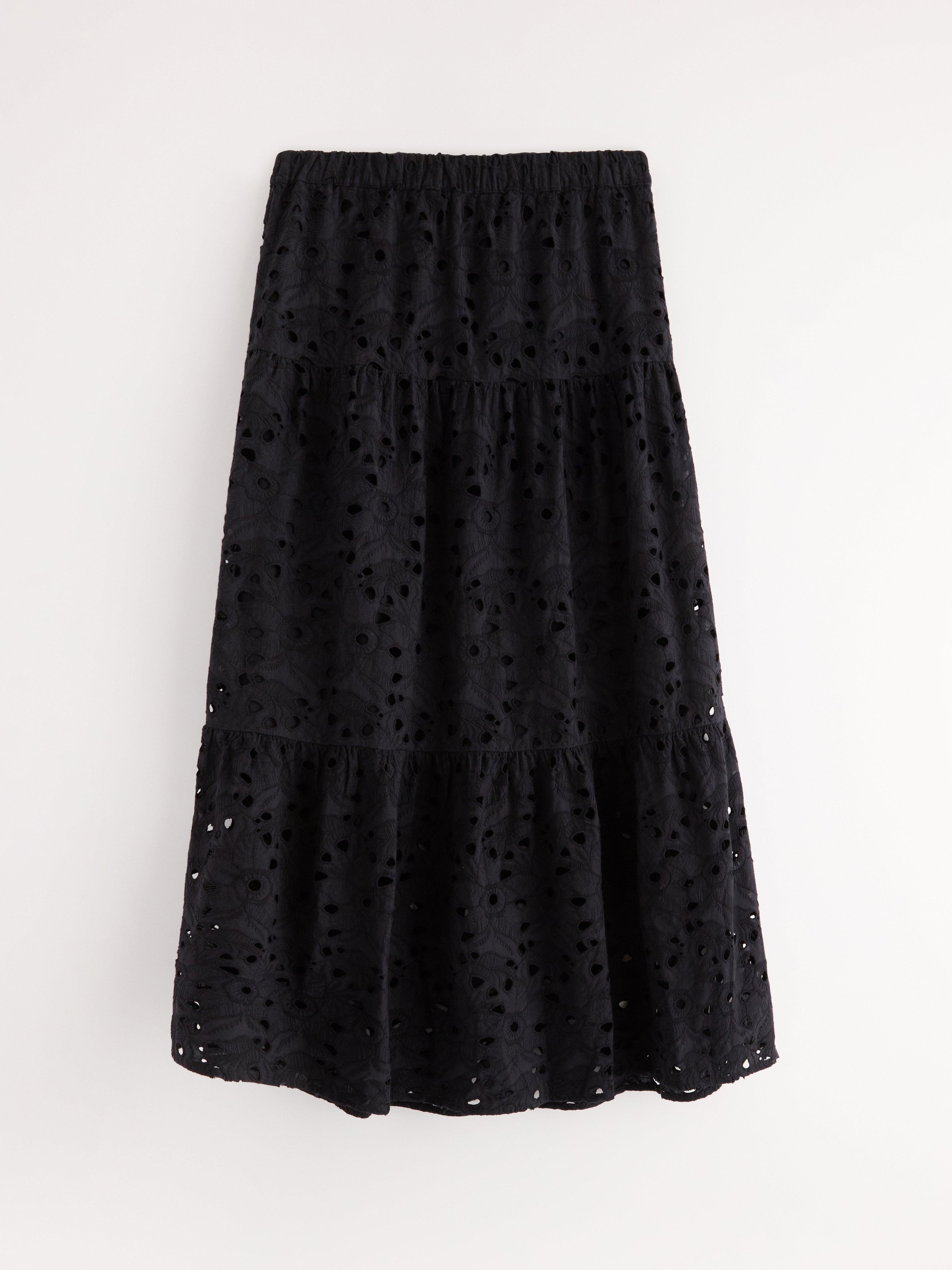 Maxikjol s engleskim vezom Crni