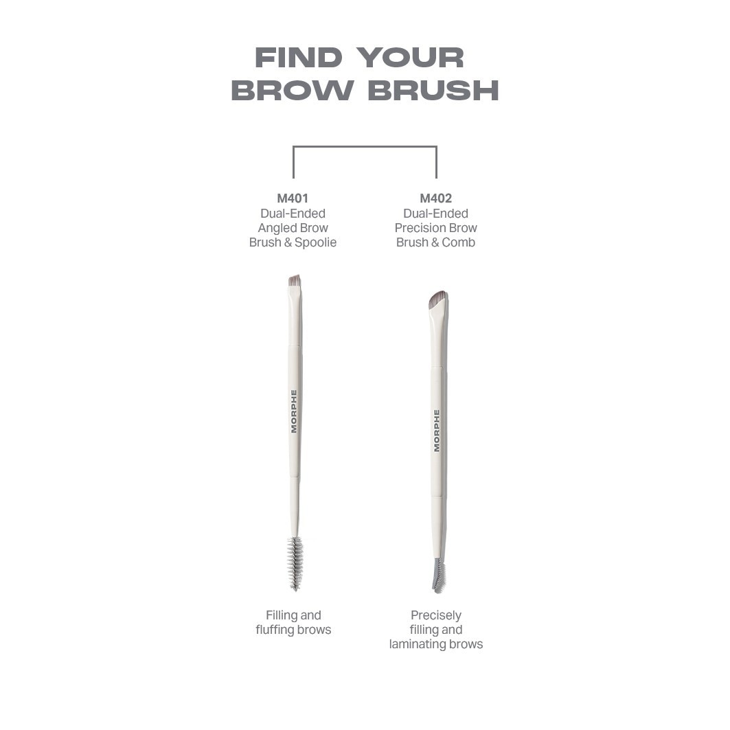 Pinceau à sourcils Morphe M401, double face, biseauté, à poils – 1 pièce