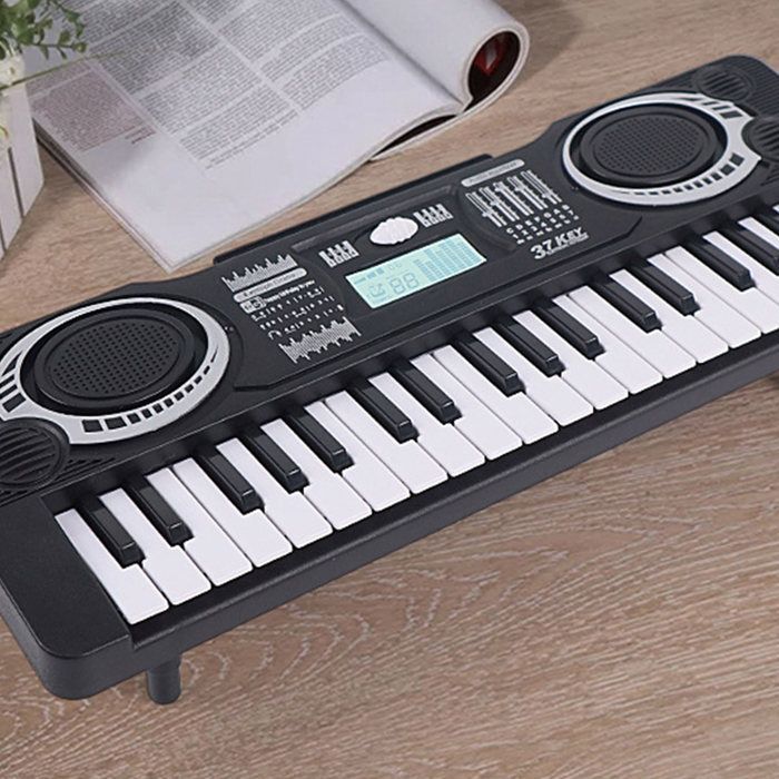 Teclado electrónico para niños, 37 teclas, instrumento de teclado informático, negro.