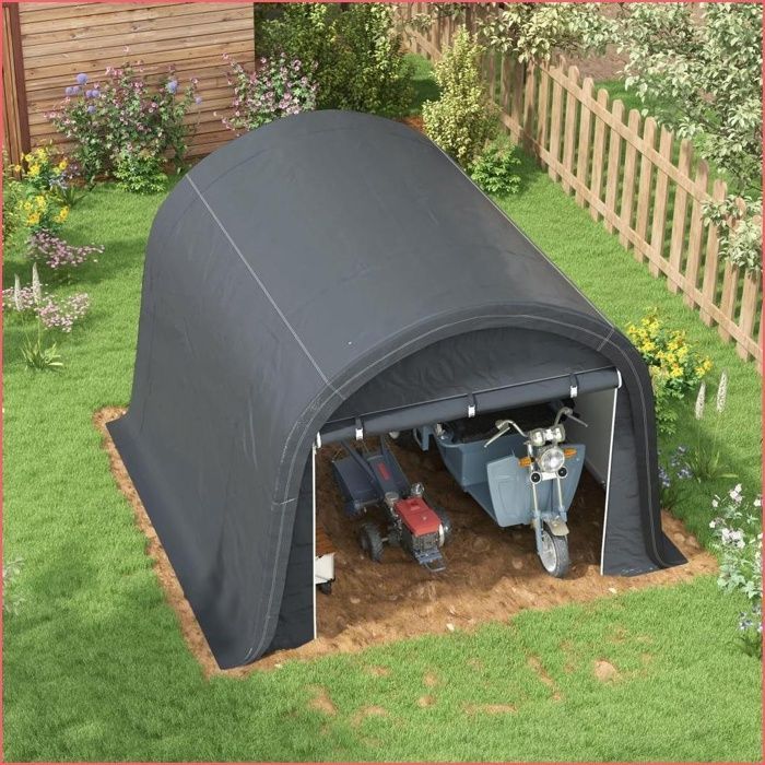 Carport - Outsunny - 3x3m, Protection UV, Étanche, Acier/PE - Gris