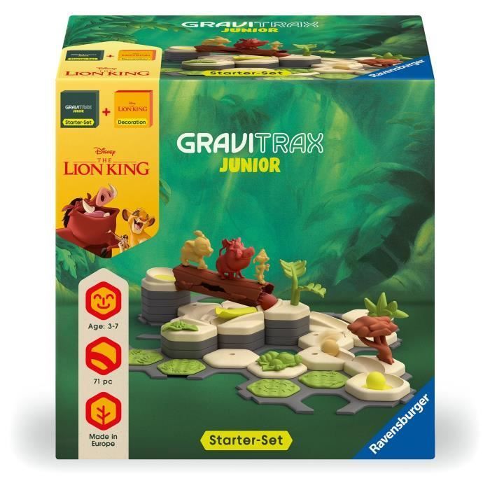 Gravitrax Junior Starter Set El Rey León, Pistas de Canicas, 71 piezas, Para mayores de 3 años, 73437, Ravensburger