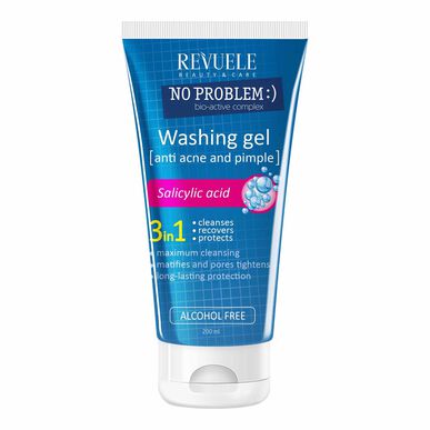 Revuele 3-i-1 No Problem Washing Gel Anti-Acne Ansiktsrensegel med salisylsyre 200 ml 200 ml