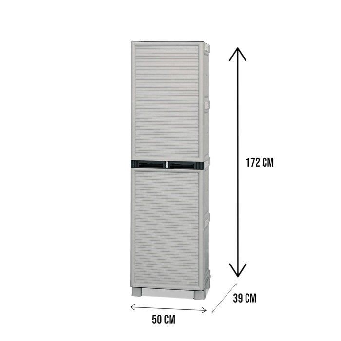 Armario de exterior Dbaldanz - Dmora - PVC - Gris claro 50x39x172 cm