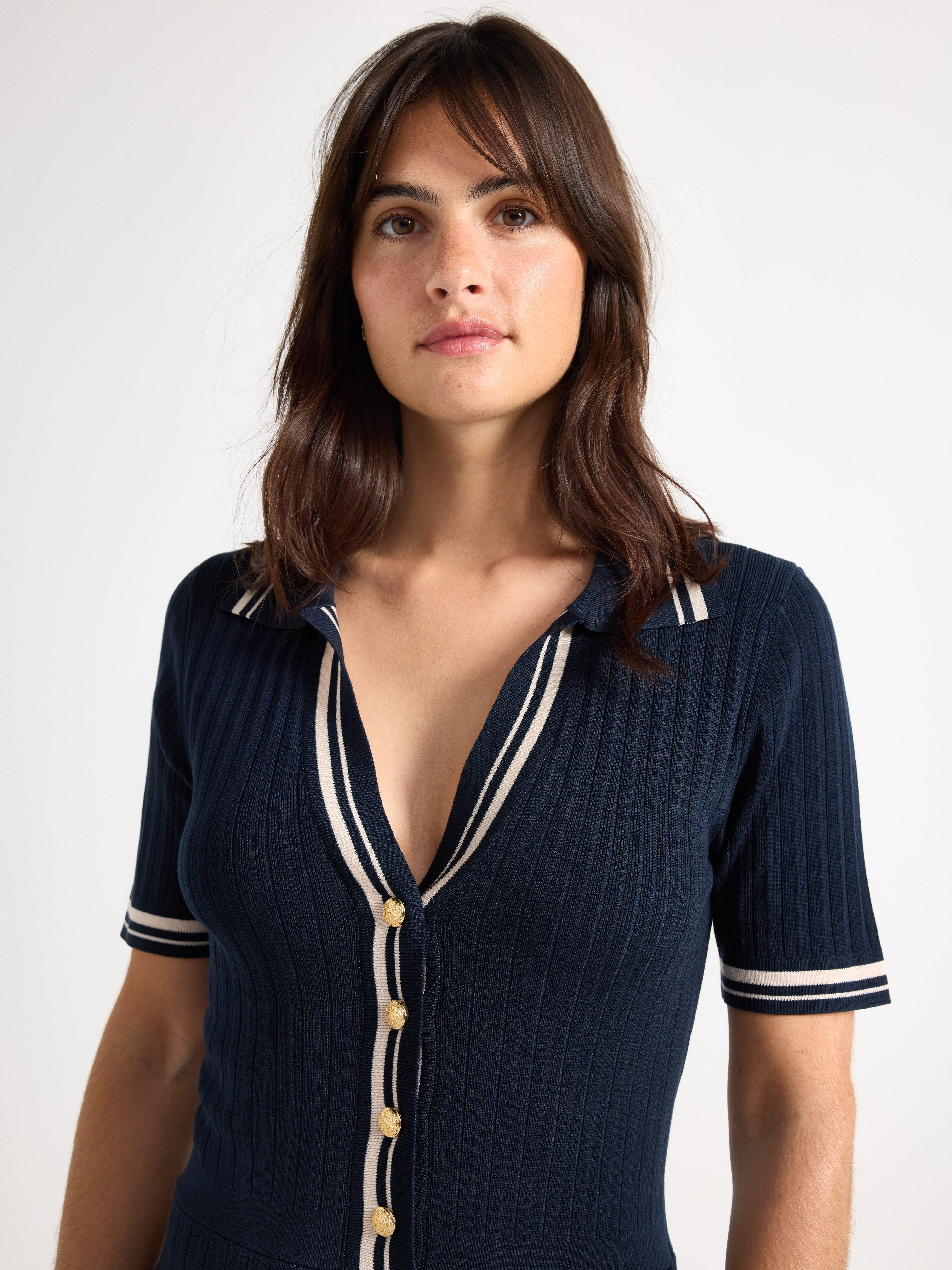 Vestido midi azul marinho escuro
