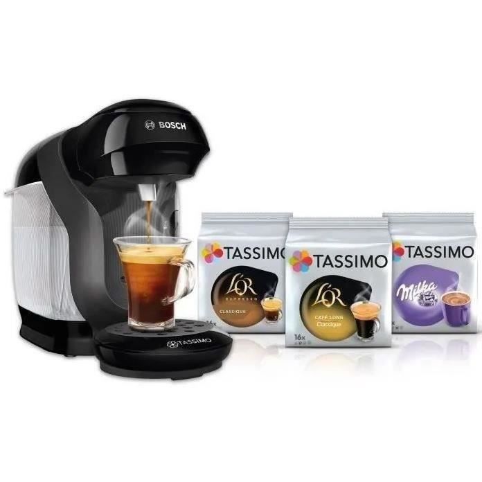 Bosch Style TAS1102 Black Coffee Machine + 3 Packs of Bosch T-Discs - Tassimo
