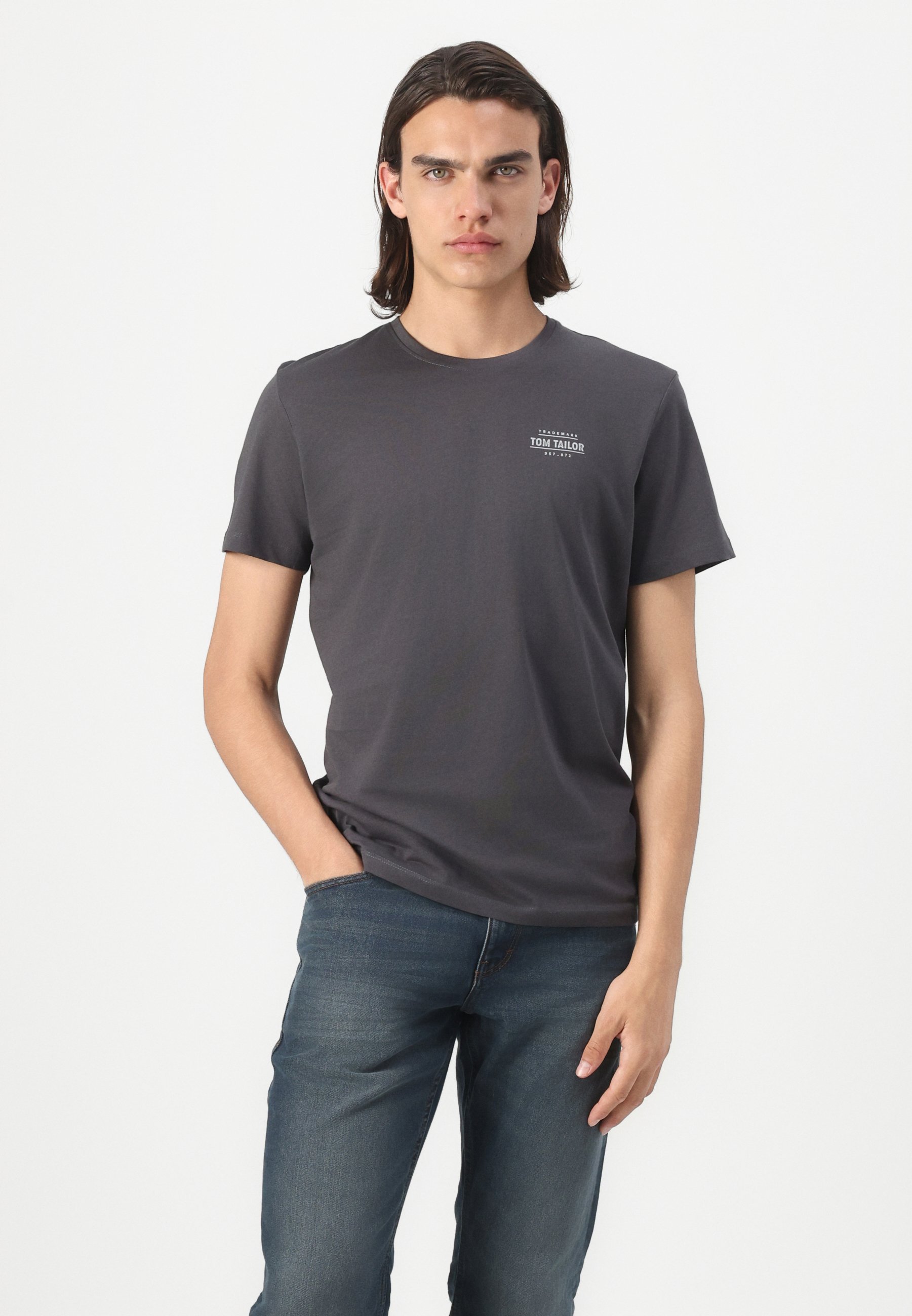 TOM TAILOR Print T-shirt - tarmac grey
