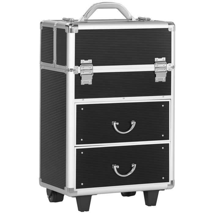 HOMCOM - Estuche de maquillaje - Aleación de aluminio - 36x23x58cm - Negro