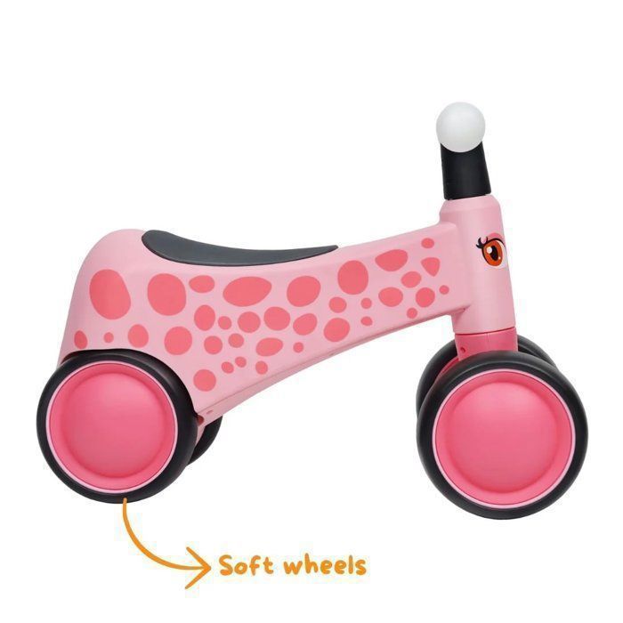 VROOOMY Bicicletta senza pedali per bambini - Rosa - Da 1 a 3 anni - Luci a LED - Pneumatici silenziosi in EVA - Bicicletta per attività - 25 kg