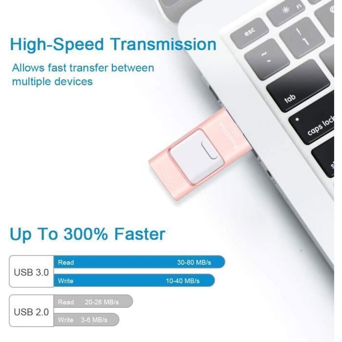 Memoria USB de 128 GB para iPhone, memoria USB externa DataTraveler 4 en 1, memoria USB Photostick OTG para smartphones