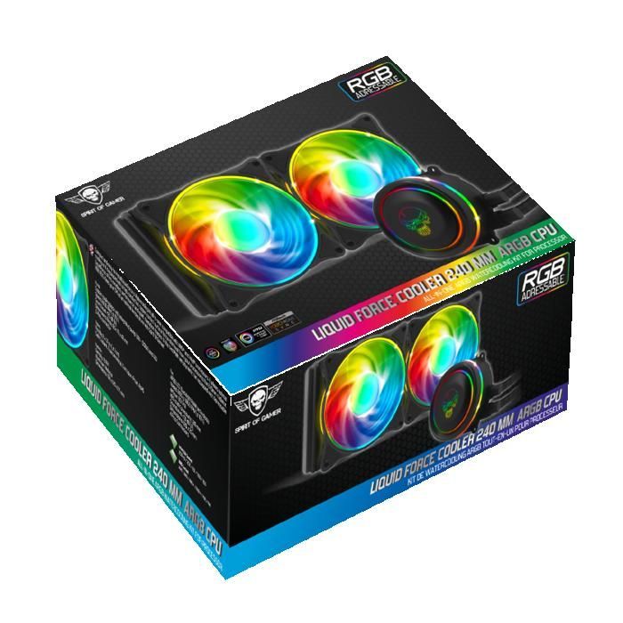 Waterkoelingskit - Spirit Of Gamer - LIQUID FORCE 240 ARGB - 240 mm - Stil - Compatibel met AMD/Intel