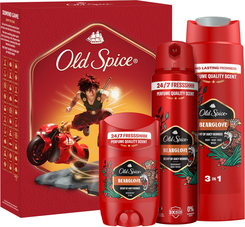 Conjunto de presente Old Spice Bearglove Anime para homens
