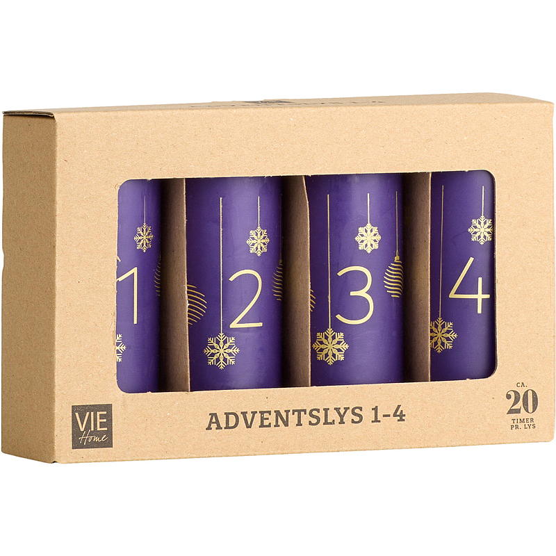 Vie Home adventsljus 4-pack 11 cm 1-4 lila