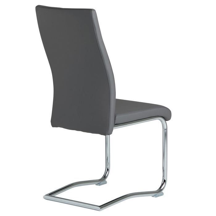 Lot de 4 chaises de salle à manger ou cuisine LOANO, Chaise cantilever avec assise rembourrée et piètement en métal, Gris foncé