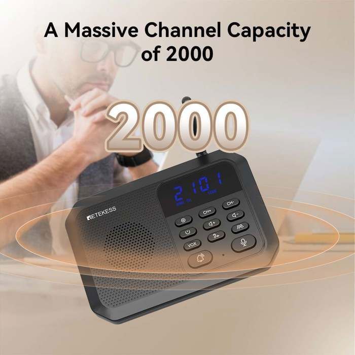 Retekess TH201 Long Range Wireless Two-Way Intercom (1600 m) for Businesses, Offices, Hotels and Homes