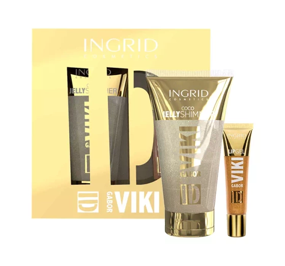 Ingrid x Viki Gabor zestaw Golden Set rozświetlający balsam do ciała   błyszczyk do ust