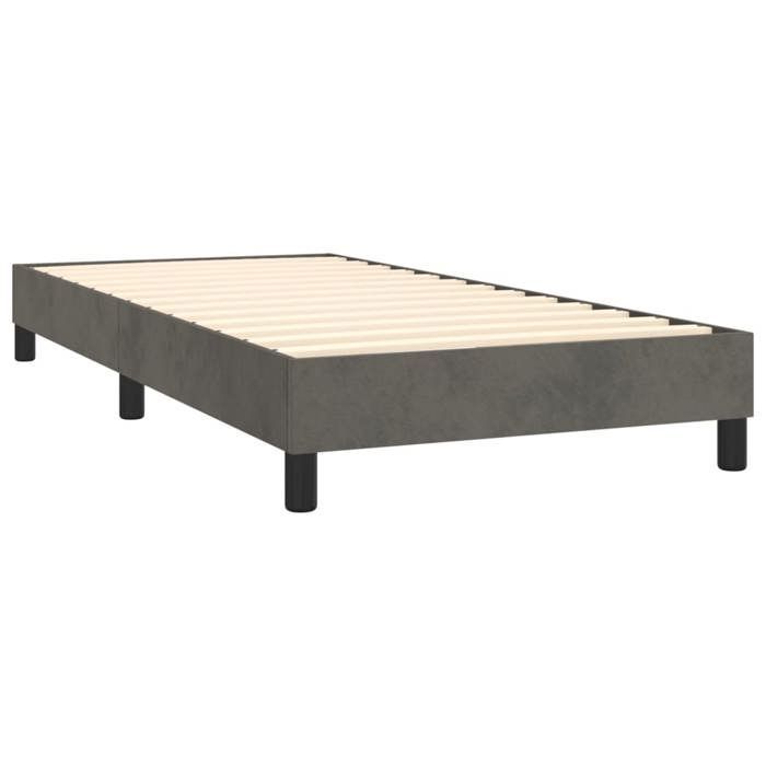 Struttura letto con materasso - Maison Exclusive - 90x200 cm - Velluto grigio scuro - Massimo relax