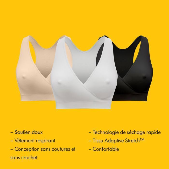 MEDELA - Brassière d'allaitement KEEP COOL blanche - taille S - Brassière de nuit, sans coutures