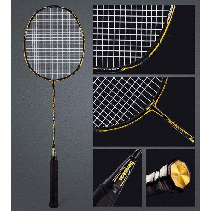 Senston S300 hoogwaardige badmintonrackets van koolstofvezel, 2 rackets, 2 overgrips en 10 shuttlecocks.