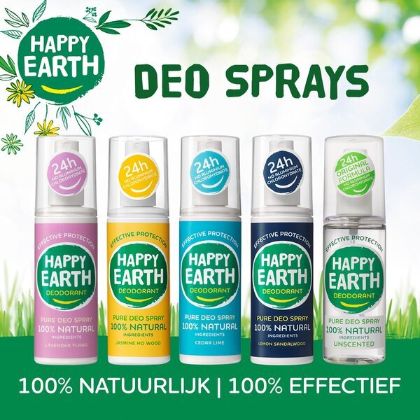 „Happy Earth“ 100 % natūralus bekvapis dezodorantas purškiklis<br>100 ml