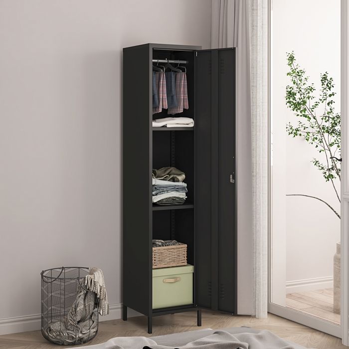 Seinäjoki steel locker, 180 x 38 x 38 cm, matte black