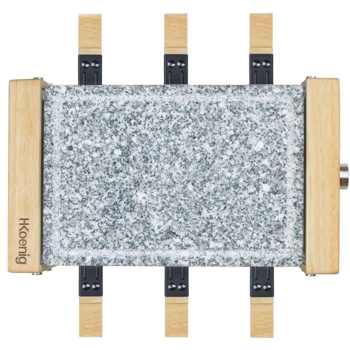 Appareil à raclette HKOENIG - WOD6 - Jusqu'à 6 personnes - Pierre à cuire - Design Bois - 900W