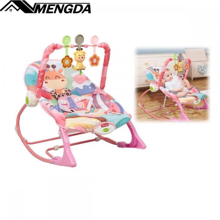MENGDA Baby Bouncer - Soothing Vibrations - Removable Toy Bar and Music - Adjustable Backrest - For babies up to 9 kg