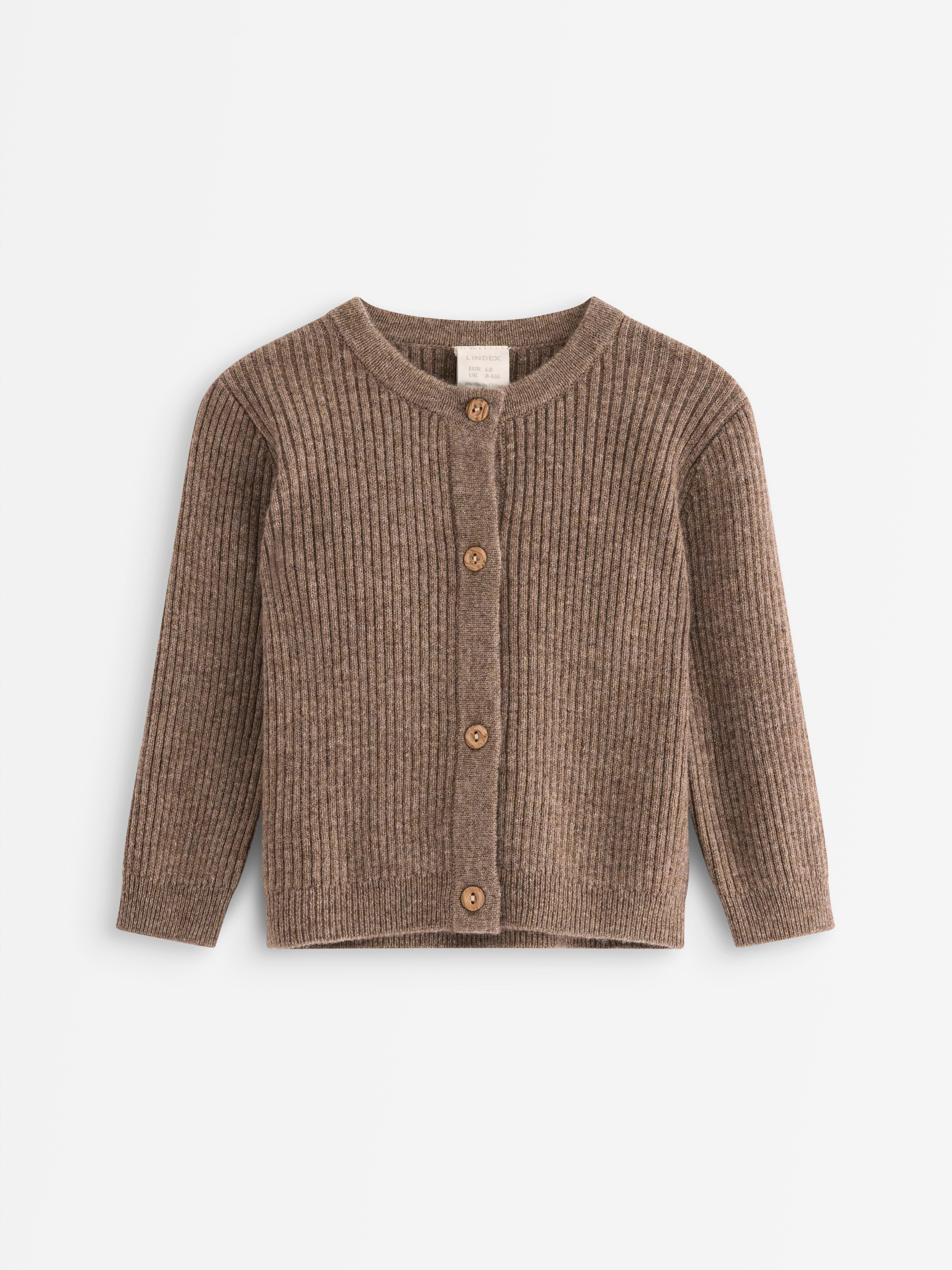 Cardigan z merino vlny Hnědý melanž