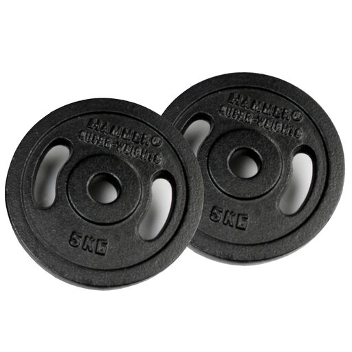  Disques de musculation en fonte 2x5 kg, poignée Finnlo
