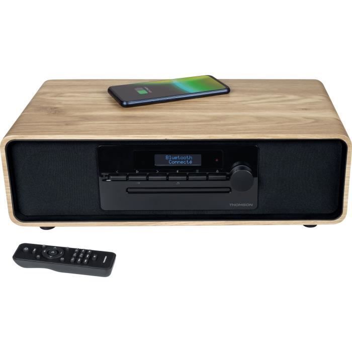 Sistema micro Hi-Fi Bluetooth - THOMSON - Madera/Negro - Radio FM/DAB+/CD/MP3/USB/Inducción, 60 W, pantalla LCD, mando a distancia, fuente de alimentación de 230 V