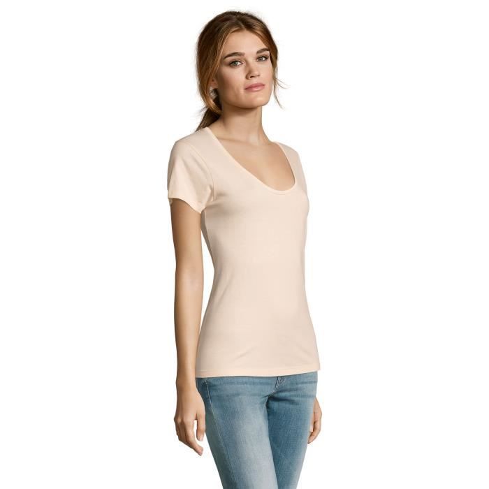 Women's T-Shirt - ULTRABASIC - Heartbeat Controller - 100% Cotton - Short Sleeves - Creamy Pink